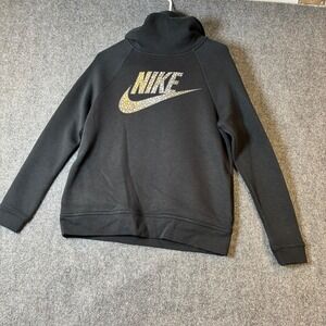 NWT‎ Nike Fleece Pullover Hoodie Funnel Neck Sweatshirt Athleisure Black Small